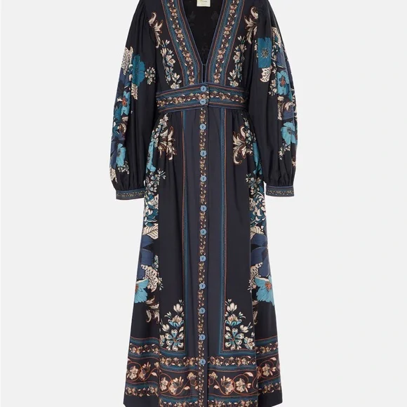 Farm Rio Black Blossom Floral Maxi Dress - Picture 5 of 6